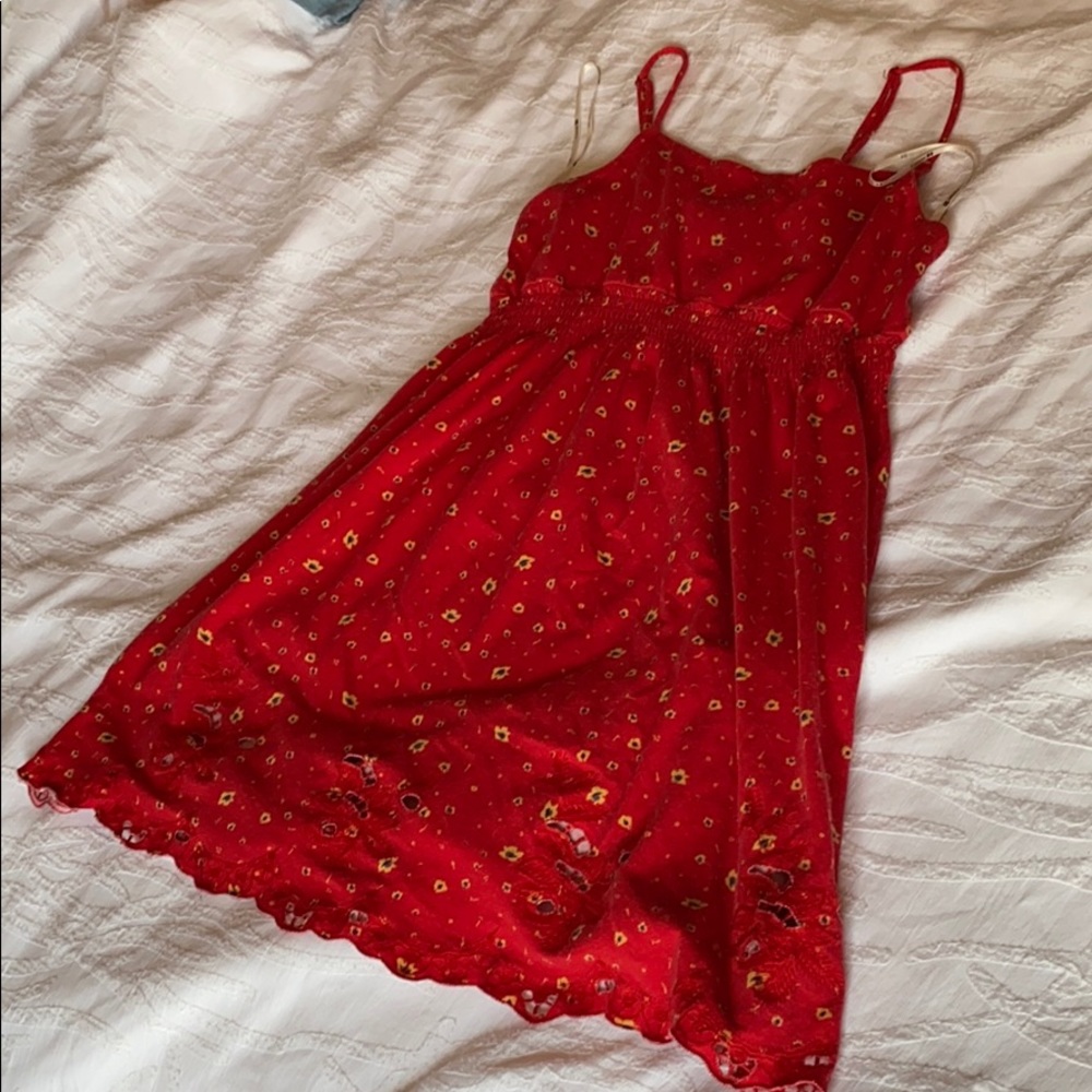 Red flowered dress